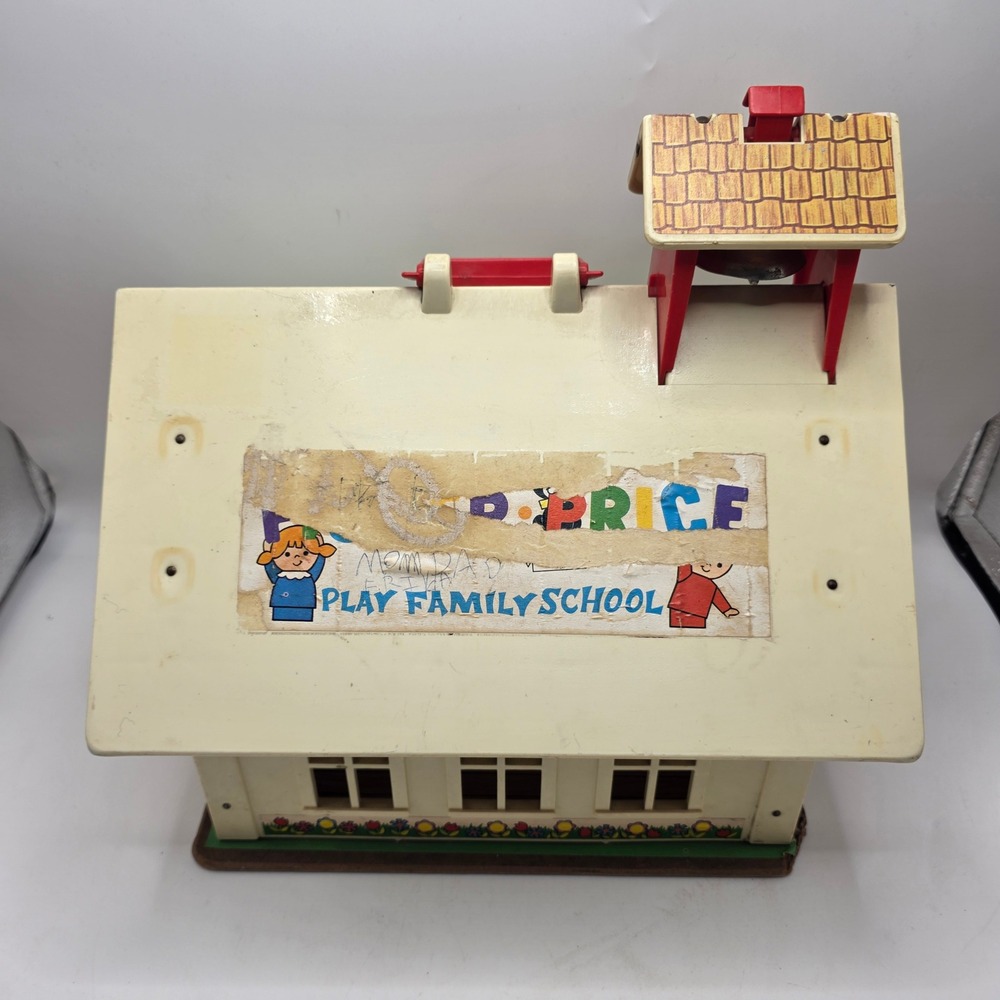 Fisher-Price Play Family School 923 Vintage 1971 Schoolhouse Bell Toy Flawed